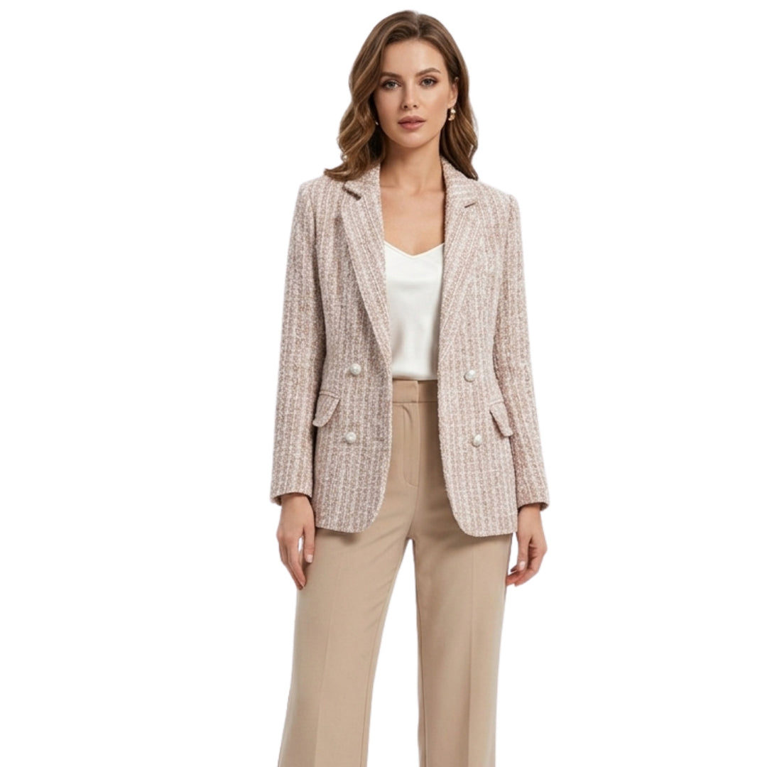 Blazer Dames Tailored Fit Tweed Dubbelgeknoopt
