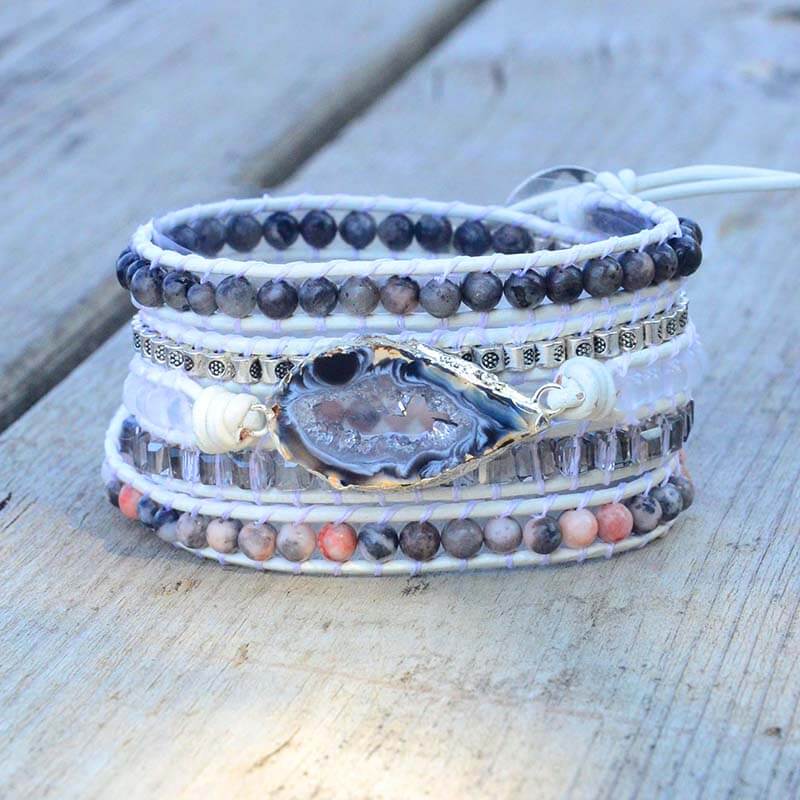 Magische Labradoriet & Druzy Kristal Gevlochten Armband Belleza