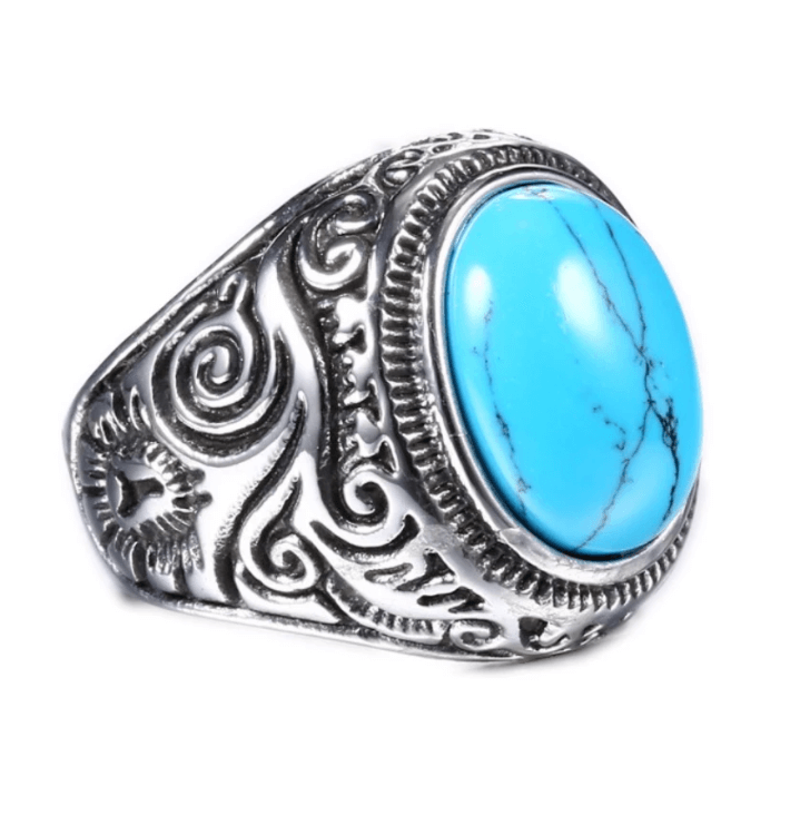 Mannen Vintage Turquoise Stone Ring Belleza