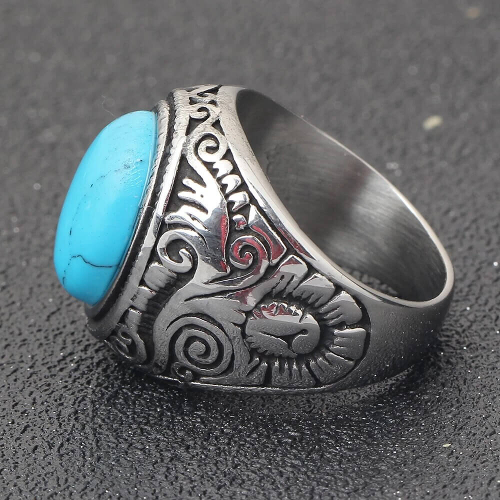 Mannen Vintage Turquoise Stone Ring Belleza